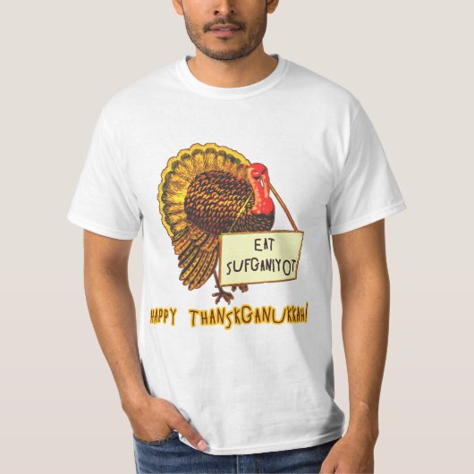 Eat Sufganiyot Funny Thanksgiving Hanukkah T-shirt (Voorkant)