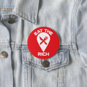Eat the Rich – Bold Red Protest Button (In situ)