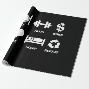 Eat Train Work Love Herhaal Motivatie Gym Cadeaupapier