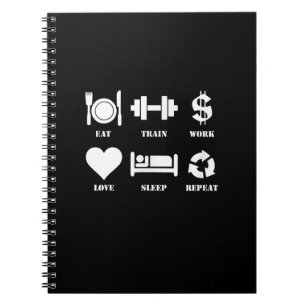 Eat Train Work Love Herhaal Motivatie Gym Notitieboek