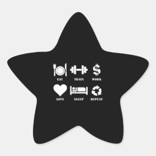 Eat Train Work Love Herhaal Motivatie Gym Ster Sticker