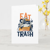 Eat Trash Funny Raccoon Junk Food Gift Kaart (Gele Bloem)