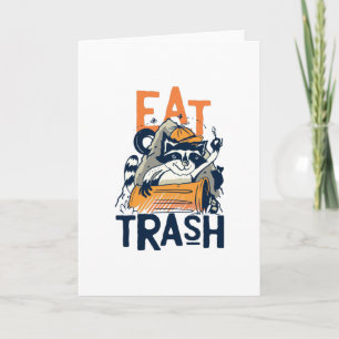 Eat Trash Funny Raccoon Junk Food Gift Kaart
