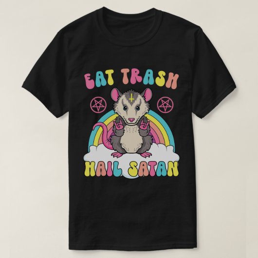 Eat Trash Hail Satan Kawaii Pastel Gothic Satanic T-shirt (Design voorkant)