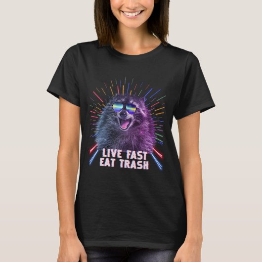 Eat Trash Raccoon Panda Rave Old School Pilot Sung T-shirt (Voorkant)