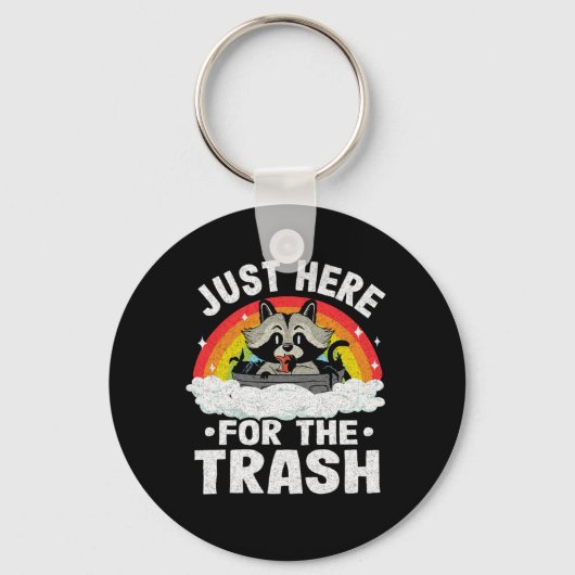 Eat Trash Racon Retro Rainbow Raccoon Sleutelhanger (Voorkant)