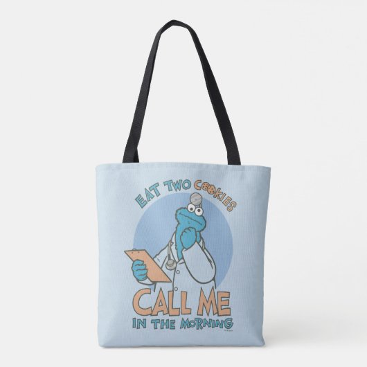 Eat Two Cookies, bel me in de ochtend Tote Bag (Achterkant)