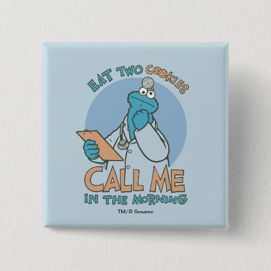 Eat Two Cookies, bel me in de ochtend Vierkante Button 5,1 Cm (Voorkant)
