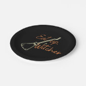 Eat up Witches Broomstick Black Halloween Party Papieren Bordje (Gekanteld)