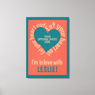 EAT UW HEART UIT aangepaste foto- en naamdoek Canvas Afdruk