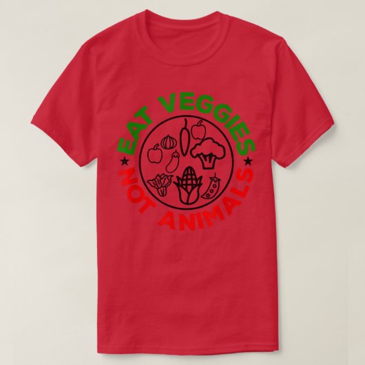 Eat Veggies not Animals Vegetarian or Vegan T-shirt (Design voorkant)