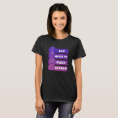 Eat Watch TV Slaap Herhaling extern kijken Lazing T-shirt (Voorkant volledig)