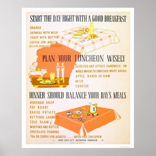 Eat Wisely Blijf gezond 1942 WPA Poster (Voorkant)