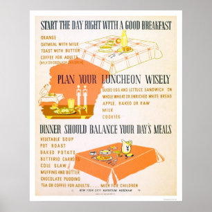 Eat Wisely Blijf Healthy 1942 WPA Poster