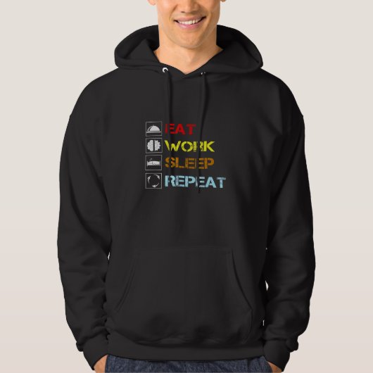 Eat Work Slaap herhaal gewoonlijk dag Hoodie (Voorkant)