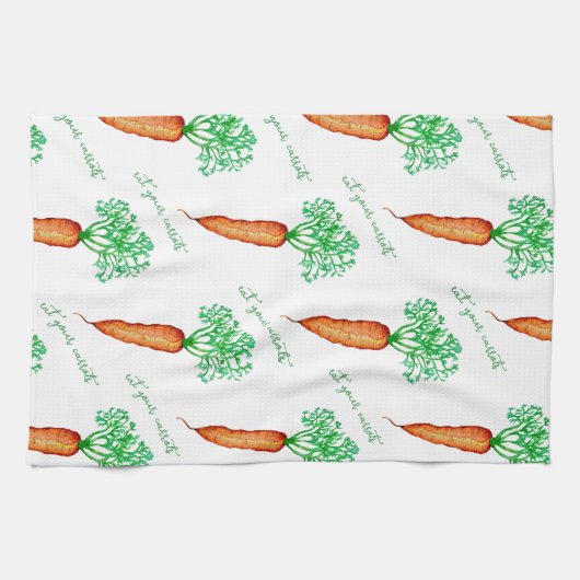 Eat Your Carrots Watercolor  Theedoek (Horizontaal)