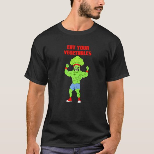 Eat Your Vegetables Broccoli Weightlifting Gym Str T-shirt (Voorkant)