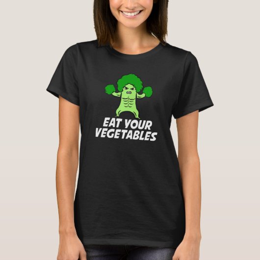 Eat Your Vegetables Vegan Organic Broccoli I Love T-shirt (Voorkant)