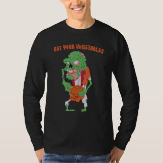 Eat Your Vegetables Zombie Weightlifting Gym Stren T-shirt