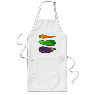 Eat Your Veggies Carrot Zucchini Eggplant Apron Lang Schort