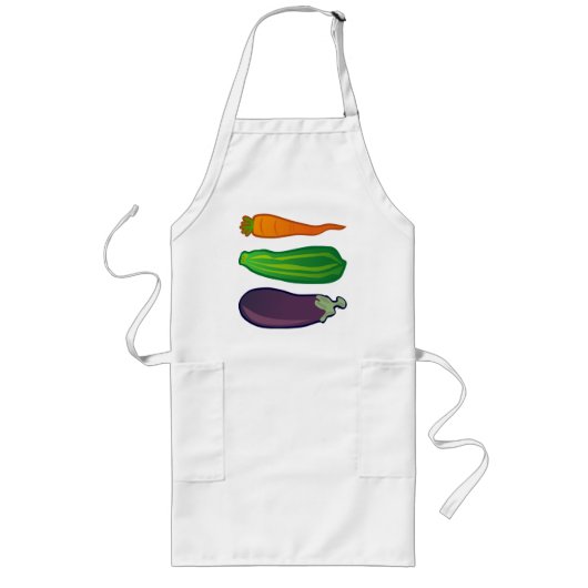 Eat Your Veggies Carrot Zucchini Eggplant Apron Lang Schort (Voorkant)