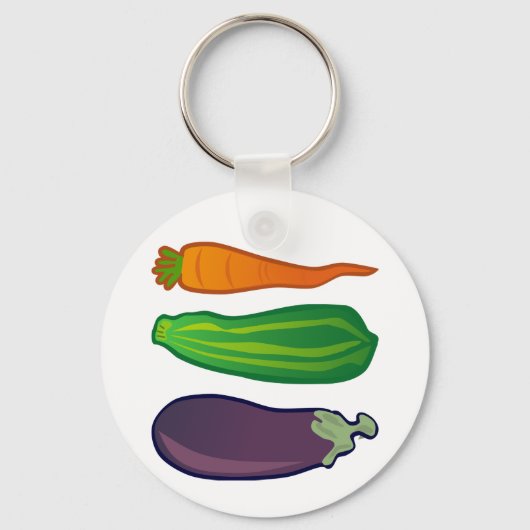 Eat Your Veggies Carrot Zucchini Eggplant Sleutelh Sleutelhanger (Voorkant)