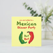 Eat Your Veggies Chili Mexican Dinner Party Invite Kaart (Staand voorkant)