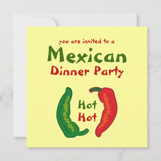 Eat Your Veggies Chili Mexican Dinner Party Invite Kaart (Voorkant)