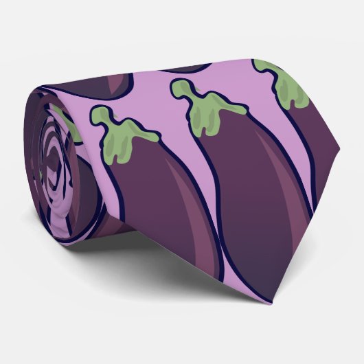 Eat Your Veggies Eggplant Pattern Stropdas (Opgerold)