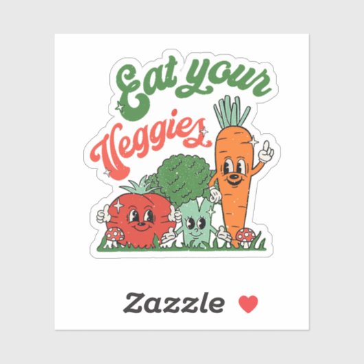 Eat Your Veggies Funny Vegeterian Sticker (Vel)