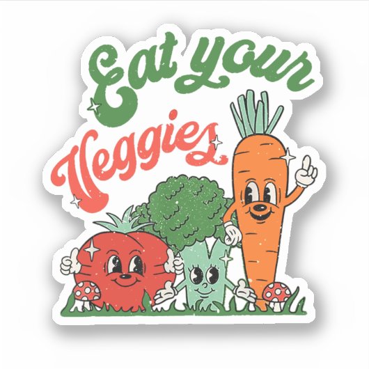 Eat Your Veggies Funny Vegeterian Sticker (Voorkant)