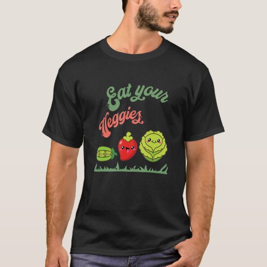 Eat Your Veggies Vegan Life Cute Plant Based Veget T-shirt (Voorkant)