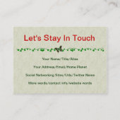 Eat Your Veggies Visitekaartje (Achterkant)