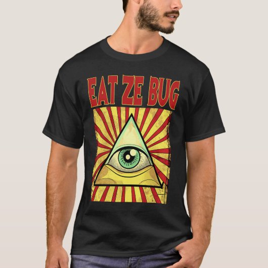 EAT ZE BUG ILLUMINATI EYE complot Masonic Mannen T-shirt (Voorkant)