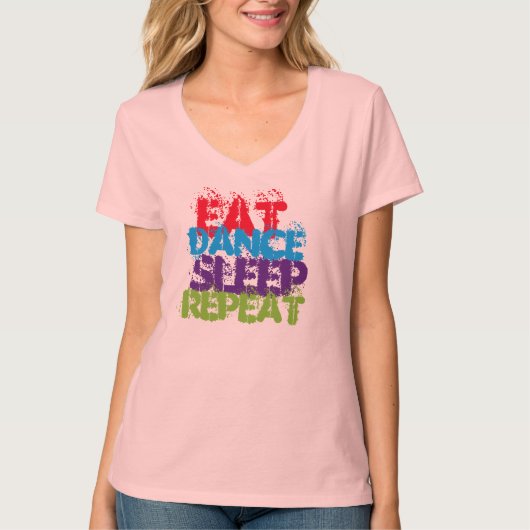eatdans slaap herhaal grappig t-shirt cadeauidee (Voorkant)