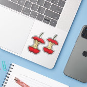 Eaten Apple Core retro stijl leuke vruchten Sticker (Laptop met iPhone)