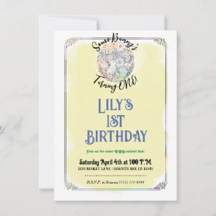 Eater Egg Hunt Gele Waterverf 1e Verjaardag Kaart