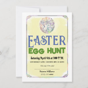 Eater Egg Hunt Gele Waterverf Flyer Kaart