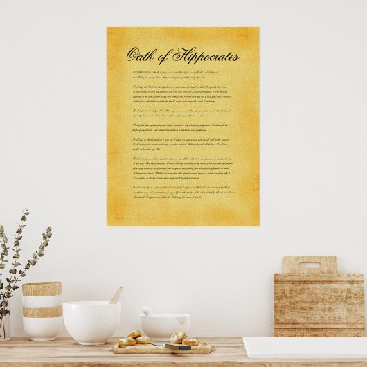 Eath of Hippocrates, canvas parchment look Poster (Keuken)