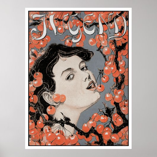 Eating Cherries - Art Nouveau - Jugend Magazine Poster (Voorkant)