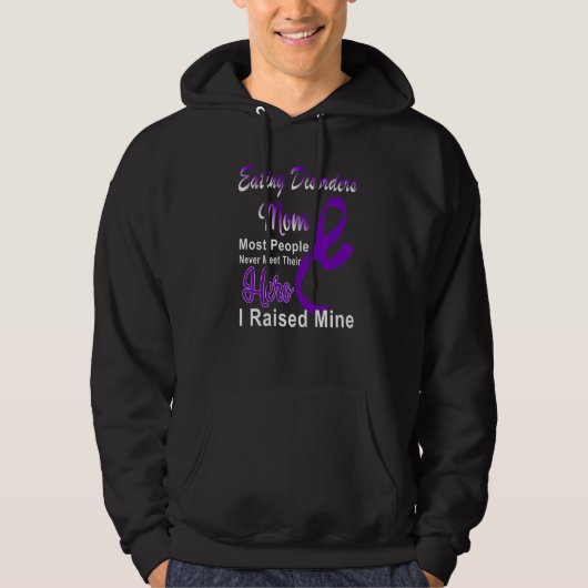 Eating Disorders Awareness Mom Support Purple Ribb Hoodie (Voorkant)