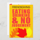 Eating Drink No Arrest Friendsgiving Invite Kaart (Voorkant / Achterkant)
