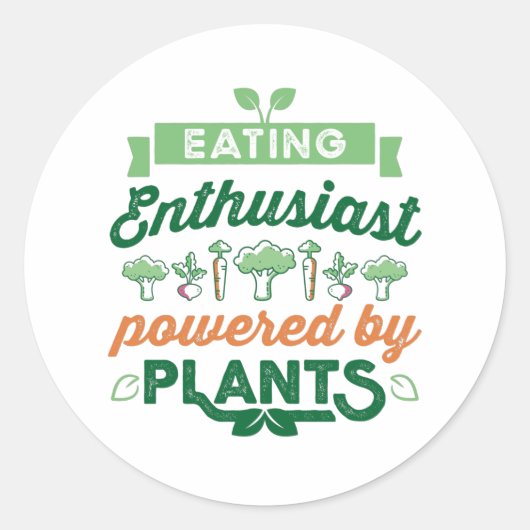 Eating enthousiast met Planten Vegan Gift Ronde Sticker (Voorkant)