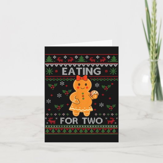 Eating For Two Pregnancy Announcement Ugly Sweater Kaart (Voorkant)