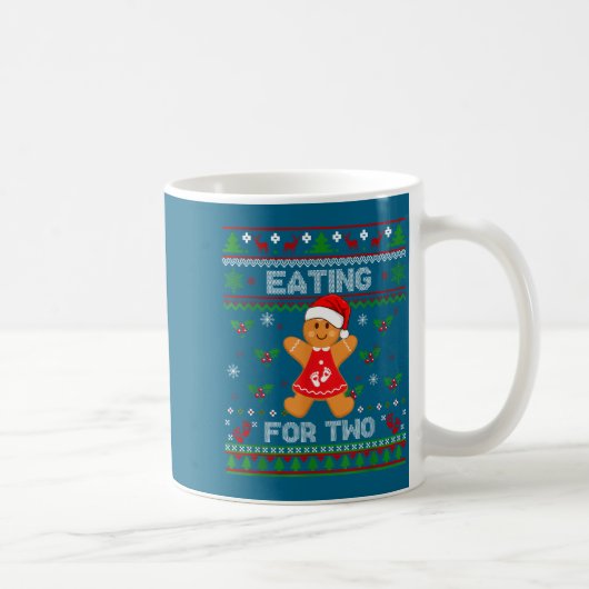 Eating For Two Pregnancy Announcement Ugly Sweater Koffiemok (Rechts)