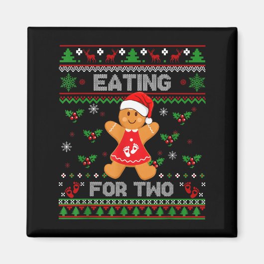 Eating For Two Pregnancy Announcement Ugly Sweater Magneet (Voorkant)