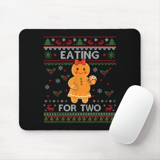 Eating For Two Pregnancy Announcement Ugly Sweater Muismat (Met muis)