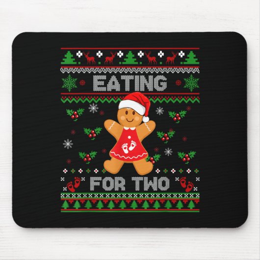 Eating For Two Pregnancy Announcement Ugly Sweater Muismat (Voorkant)