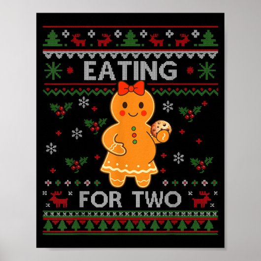 Eating For Two Pregnancy Announcement Ugly Sweater Poster (Voorkant)