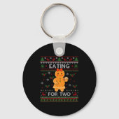 Eating For Two Pregnancy Announcement Ugly Sweater Sleutelhanger (Voorkant)